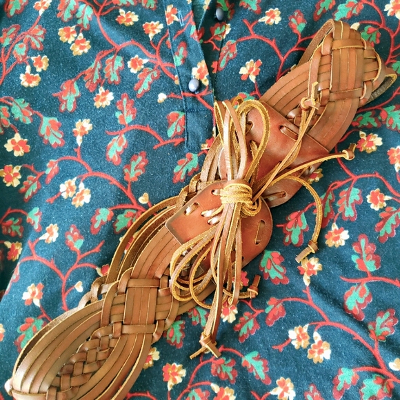 NWOT Boho braided leather tie belt - Picture 3 of 4